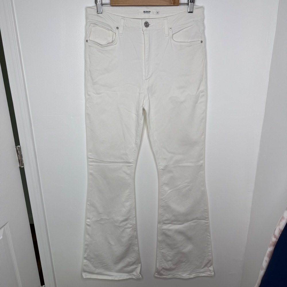 HUDSON Holly High Rise Flare White Denim Jeans *Tall/Long Inseam - Picture 3 of 9